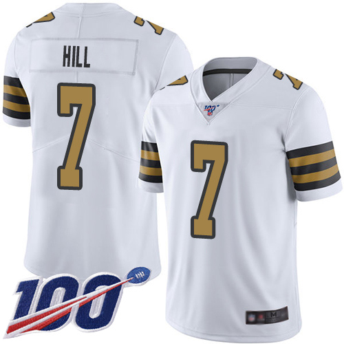Men New Orleans Saints Limited White Taysom Hill Jersey NFL Football #7 100th Season Rush Vapor Untouchable Jersey->new orleans saints->NFL Jersey